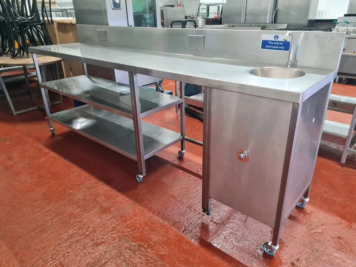 Stainless Steel Counter Table with Hand Sink - Image 1