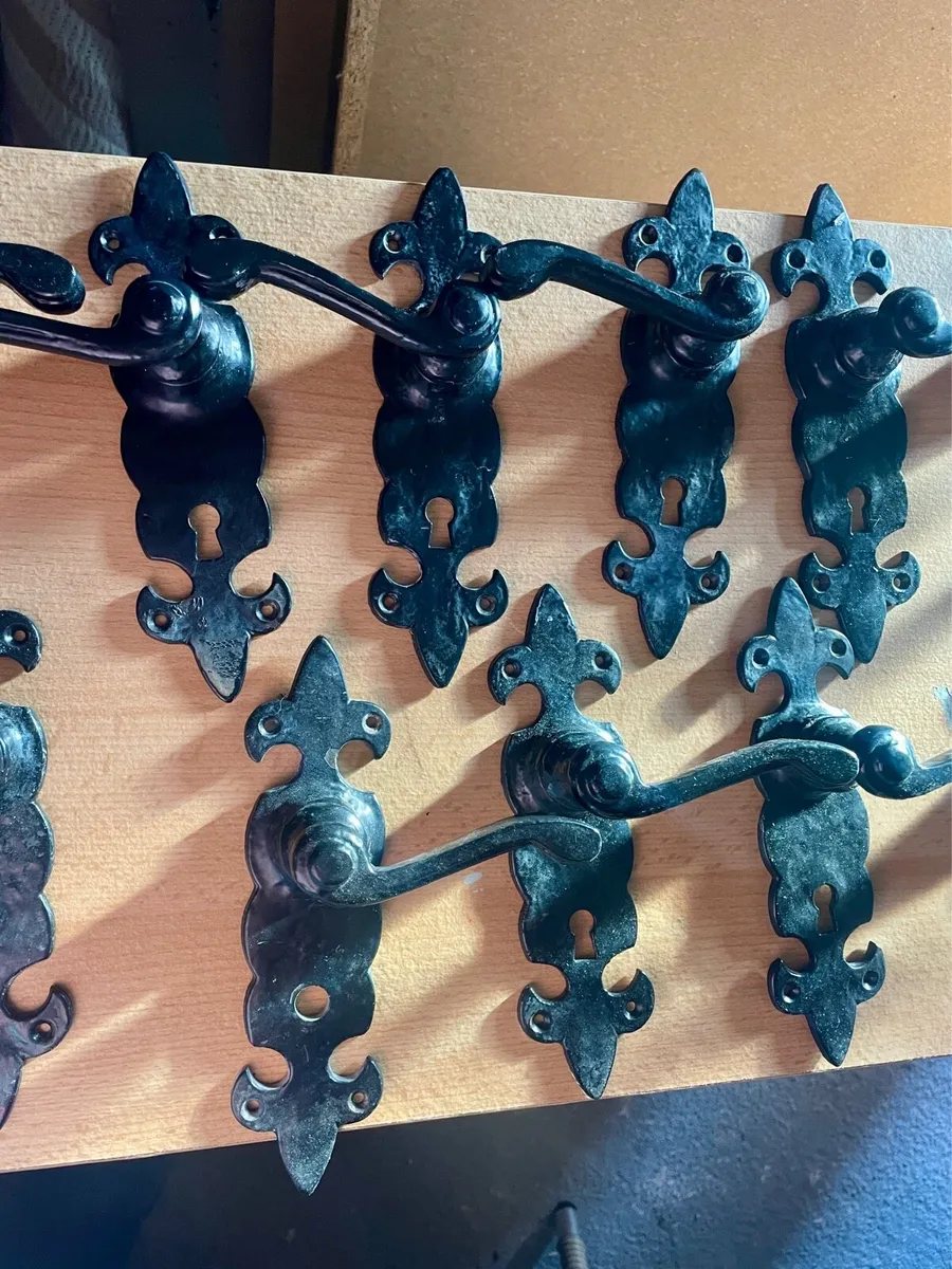 12 sets Vintage black door handles - Image 1