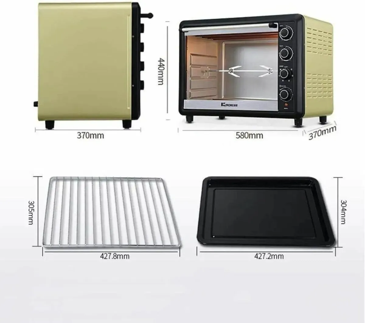 60L Electric Oven with Adjustable Temp and Timer - Image 3