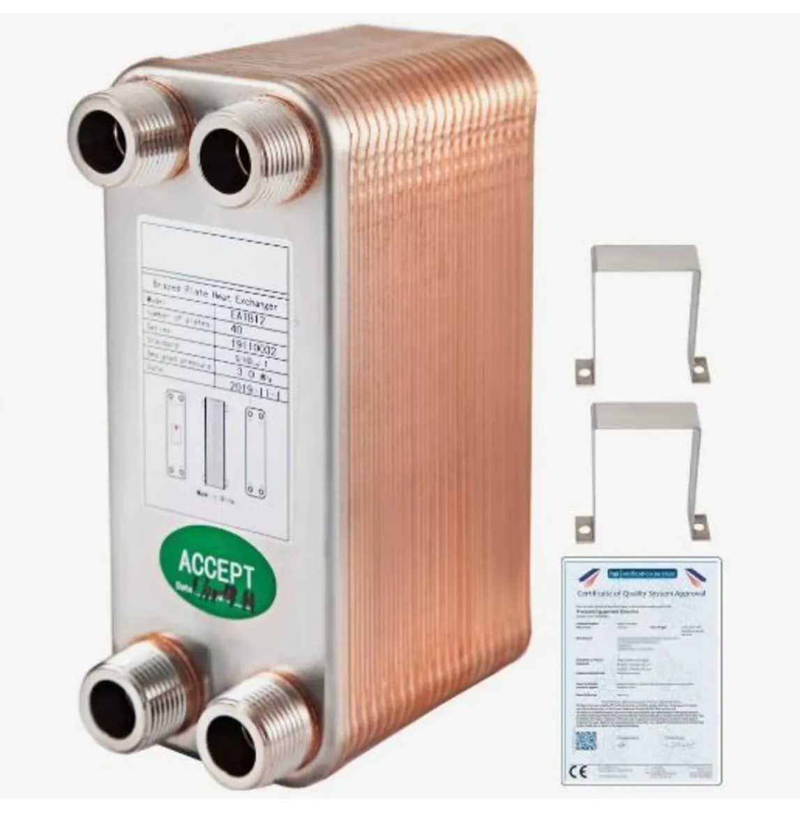 Heat Exchanger 3/4” MNPT Ports Brazed Plate - Image 1