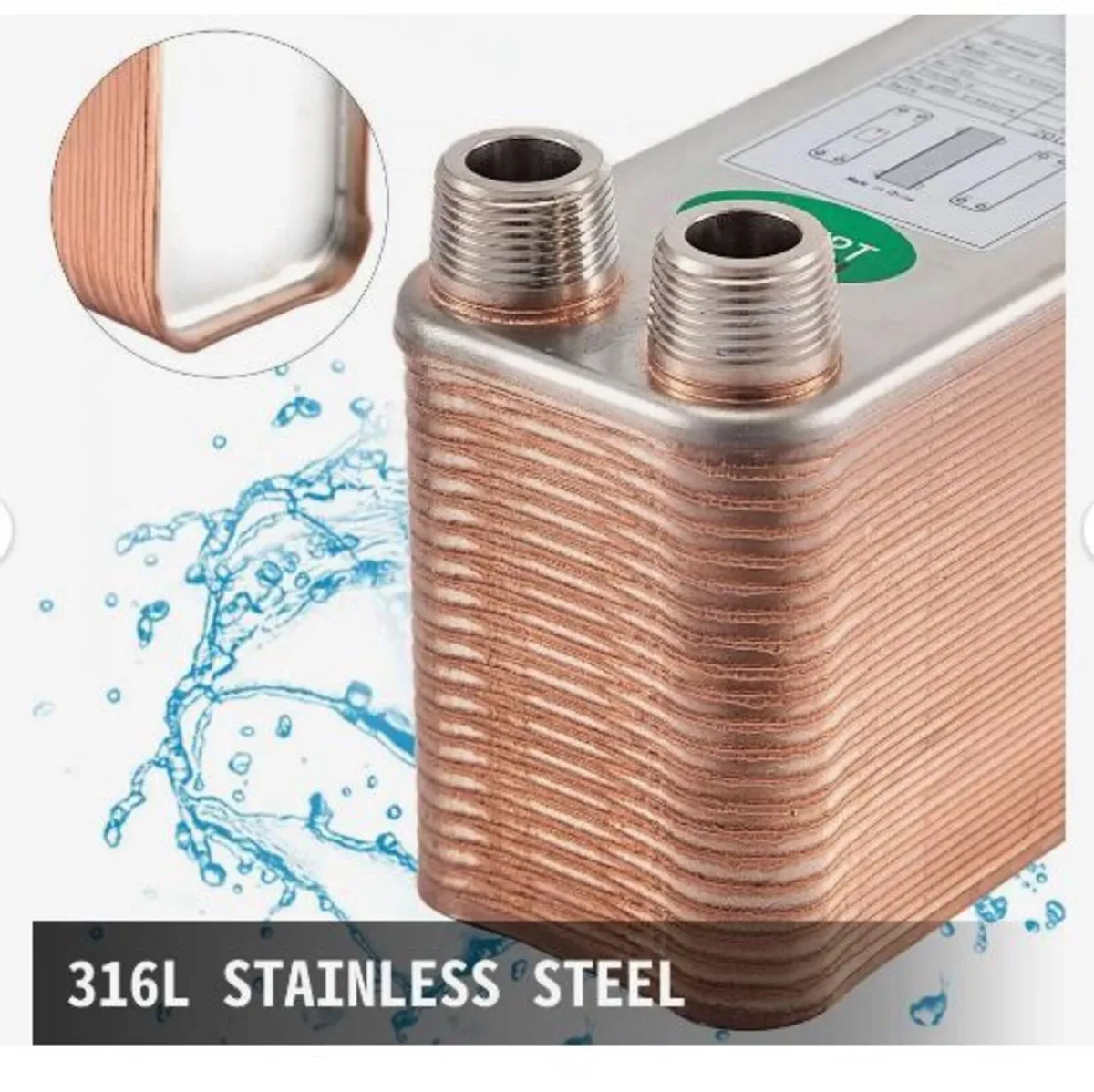 Heat Exchanger 3/4” MNPT Ports Brazed Plate - Image 2