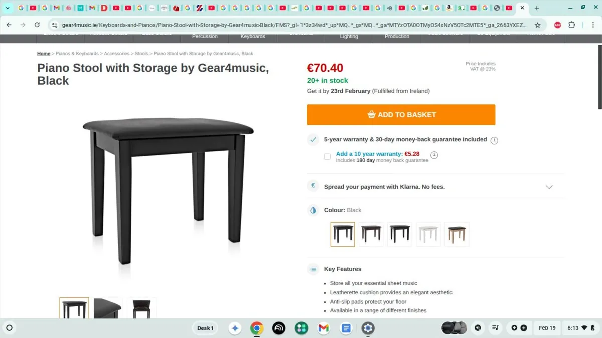 New leather piano stool - Image 1