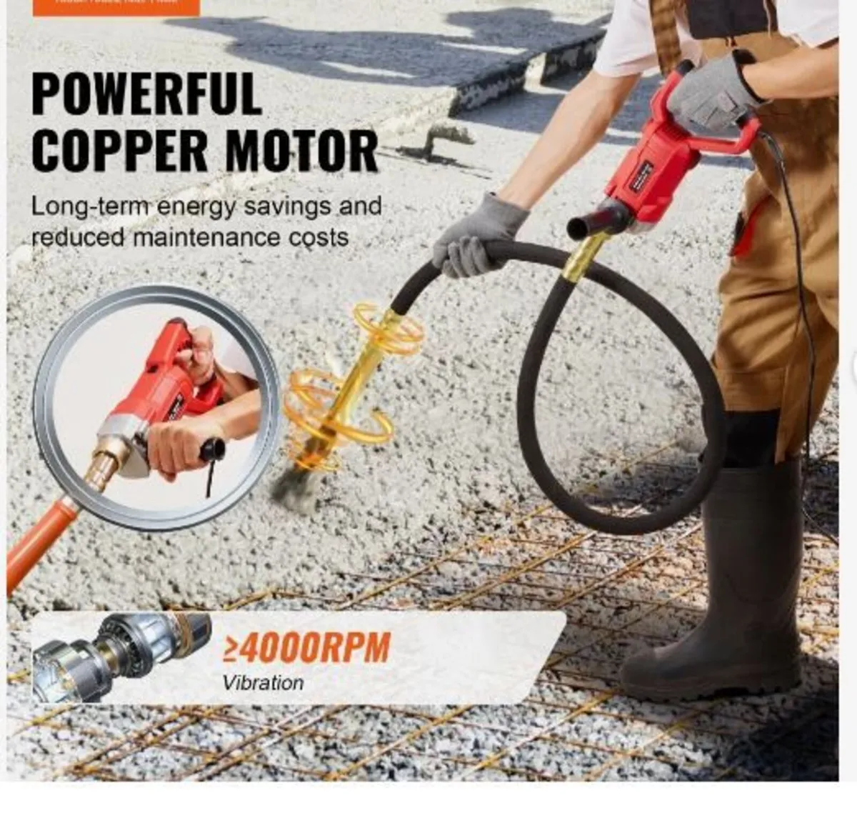 Handheld Concrete Vibrator, 960W - Image 3