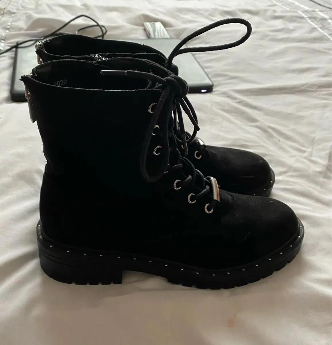 Ladies Schuh Black Suede Ankle Boots, Size 40 / 7 - Image 4