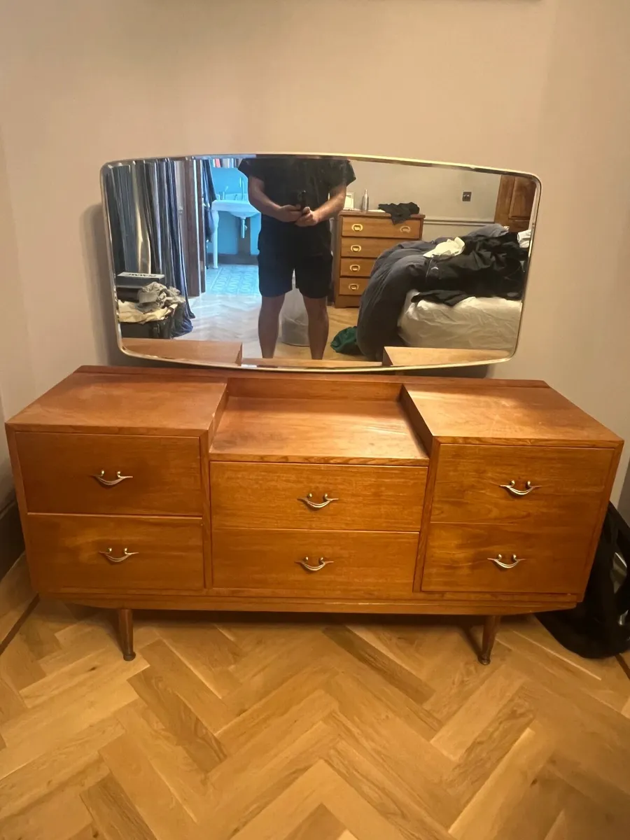 Vintage Mid-Century Teak Dressing Table w/ Mirror - Image 1