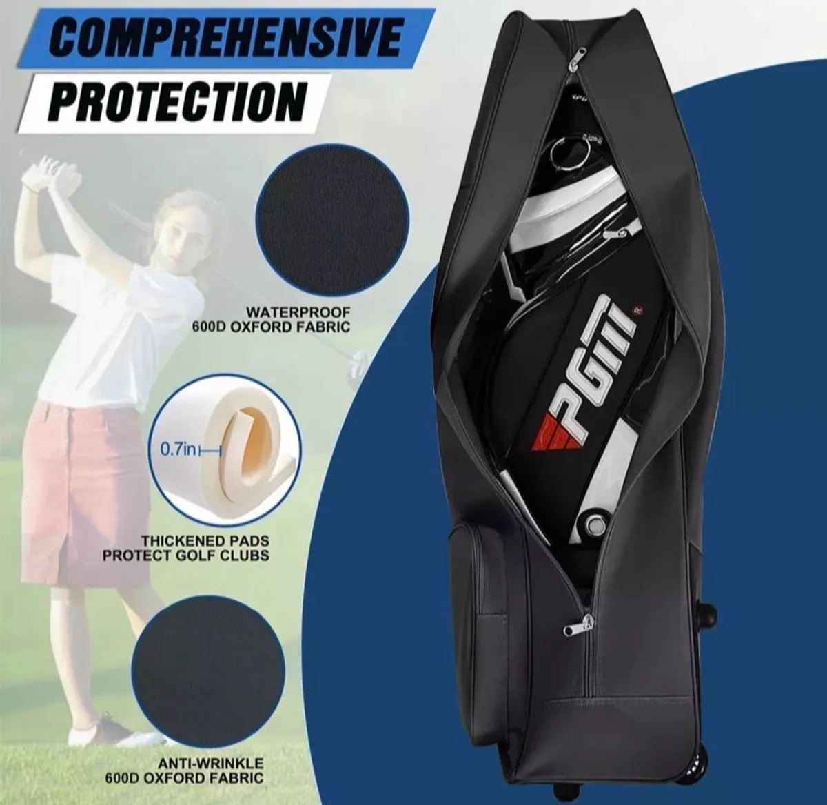 Golf Bag Flight Travel Case Foldable Cover NEW - Image 1