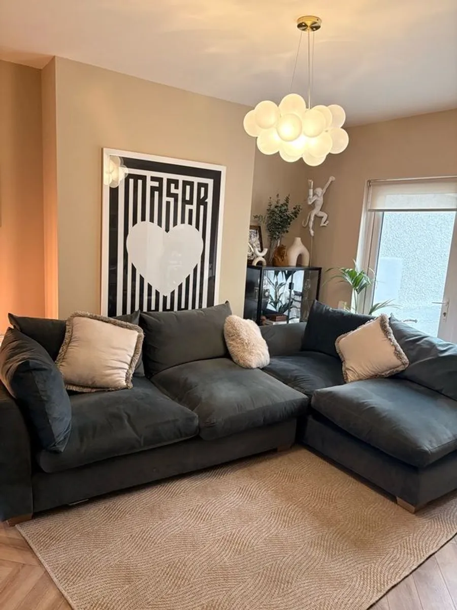 Navy velvety soft couch - Image 1