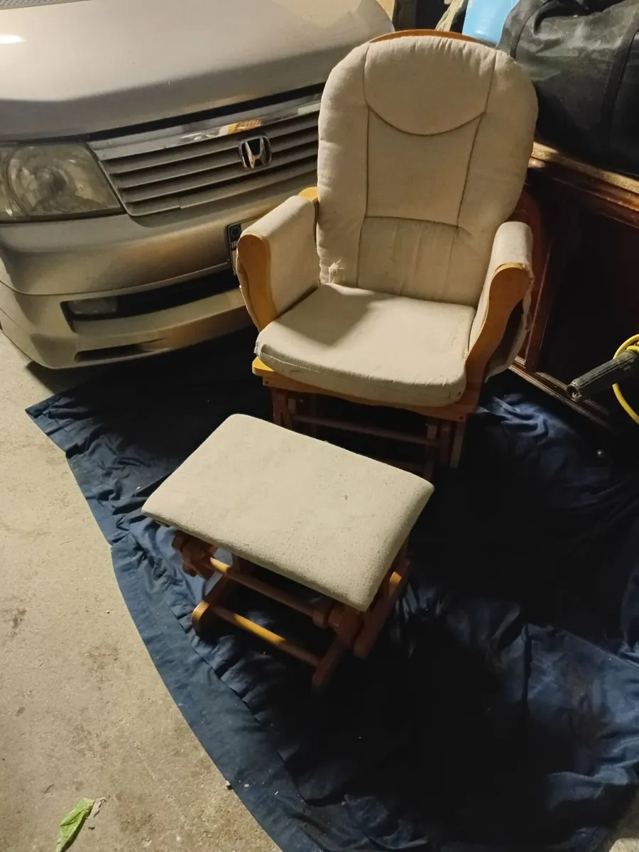 Glider rocking chair and footstool
