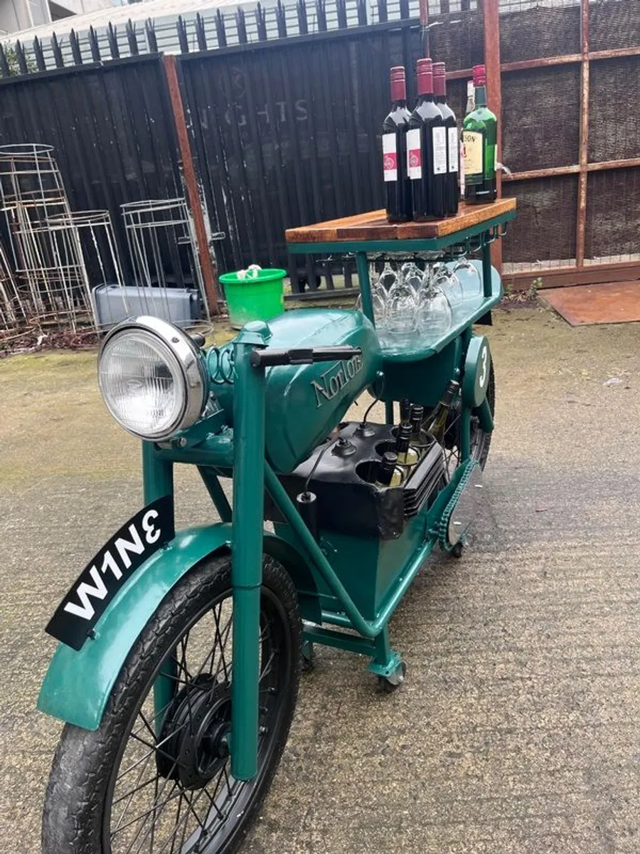 Vintage Style Norton Motorcycle Drinks bar / display Cart - Image 4