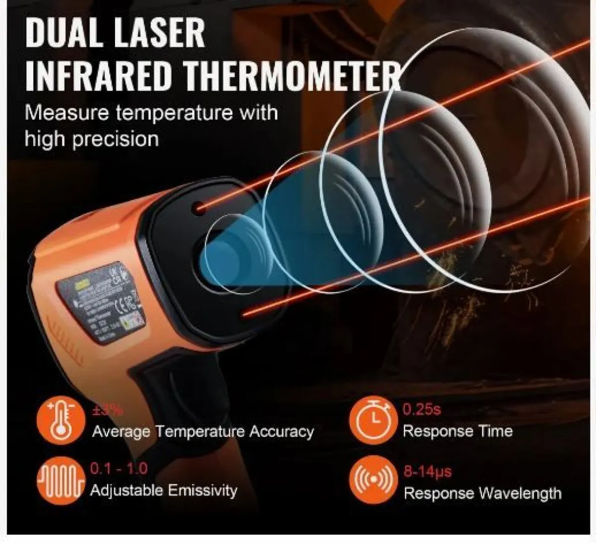 Infrared Thermometer, -40~2732°F Dual Laser - Image 3