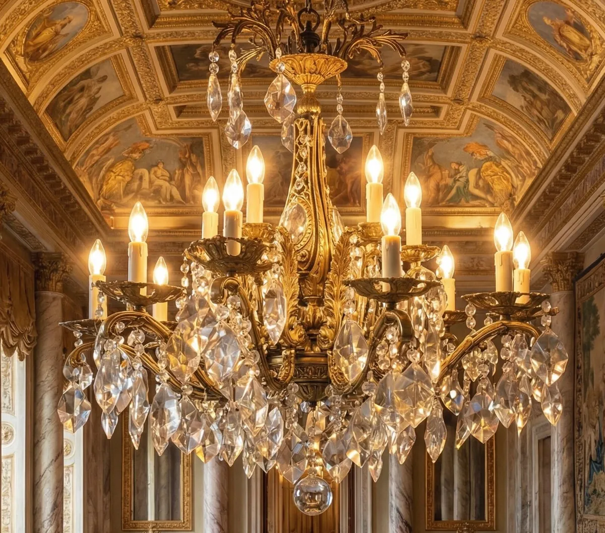 Four photos of this nice chandelier. Good quality - Image 1