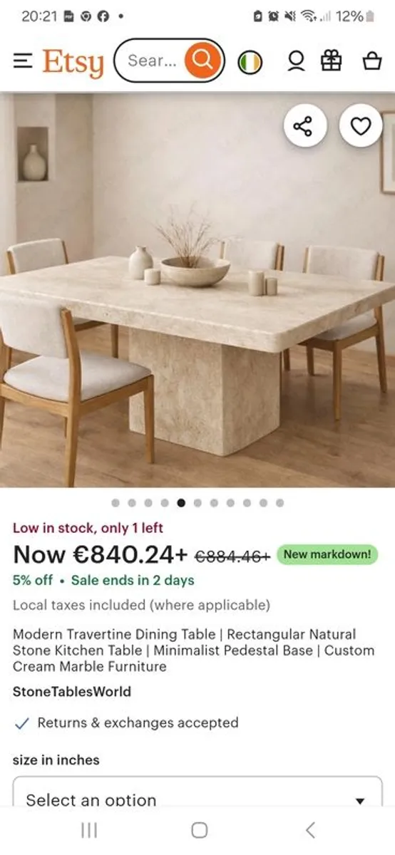 Solid marble Dining table - Image 4