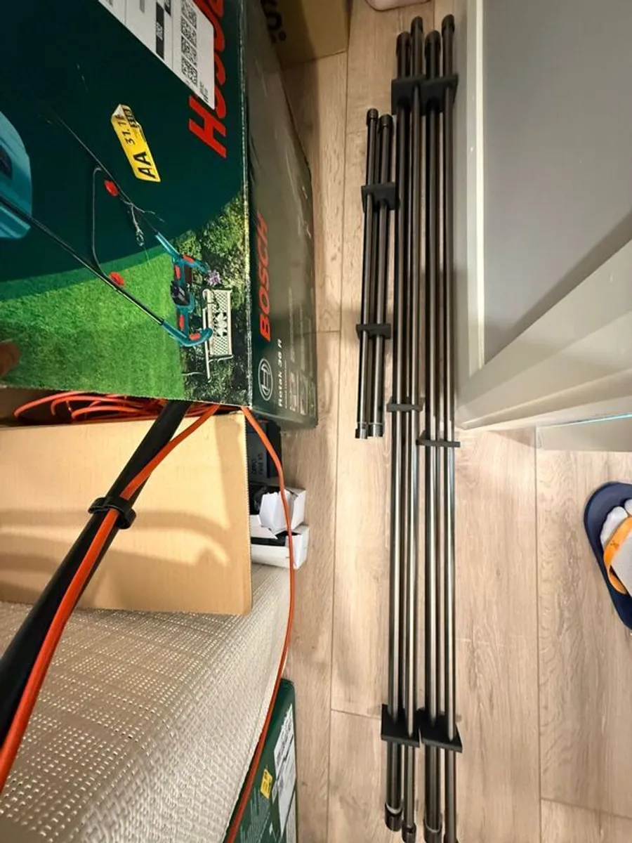 BRAND NEW Pewter Grey Extendable Double Curtain & Voile Pole Kit - SAVE 50 EUR