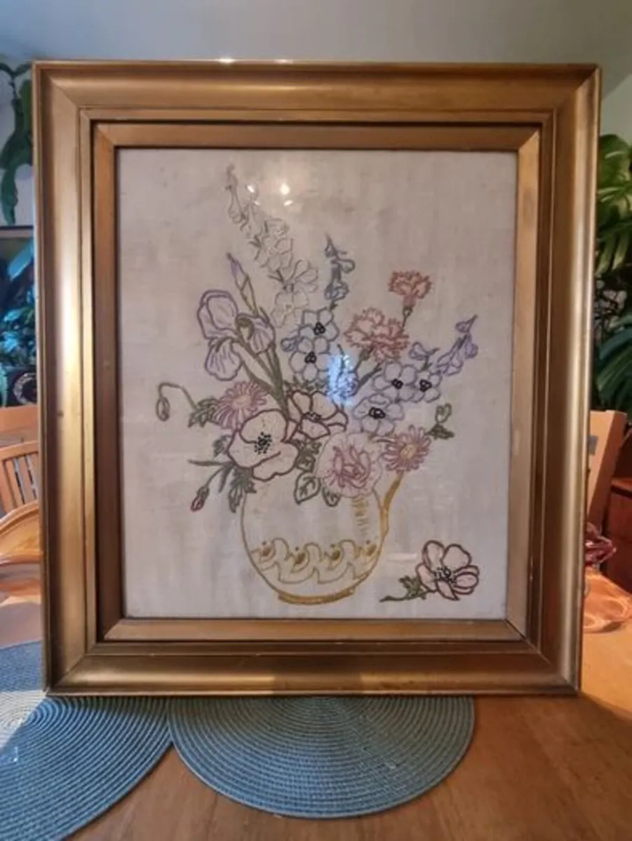 Vintage Framed Embroidery - Image 2