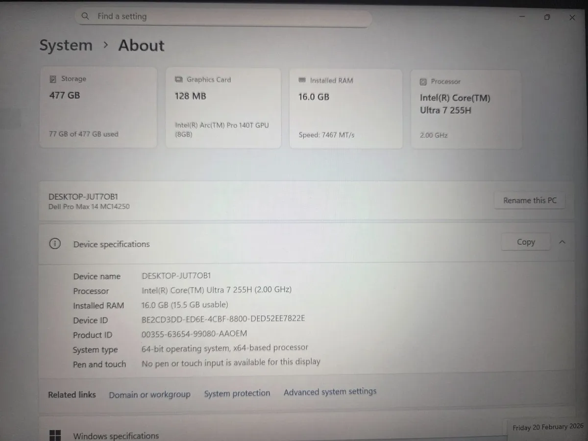 Dell Pro Max 14 MC14250 – Core Ultra 7 – 16GB RAM - Image 4