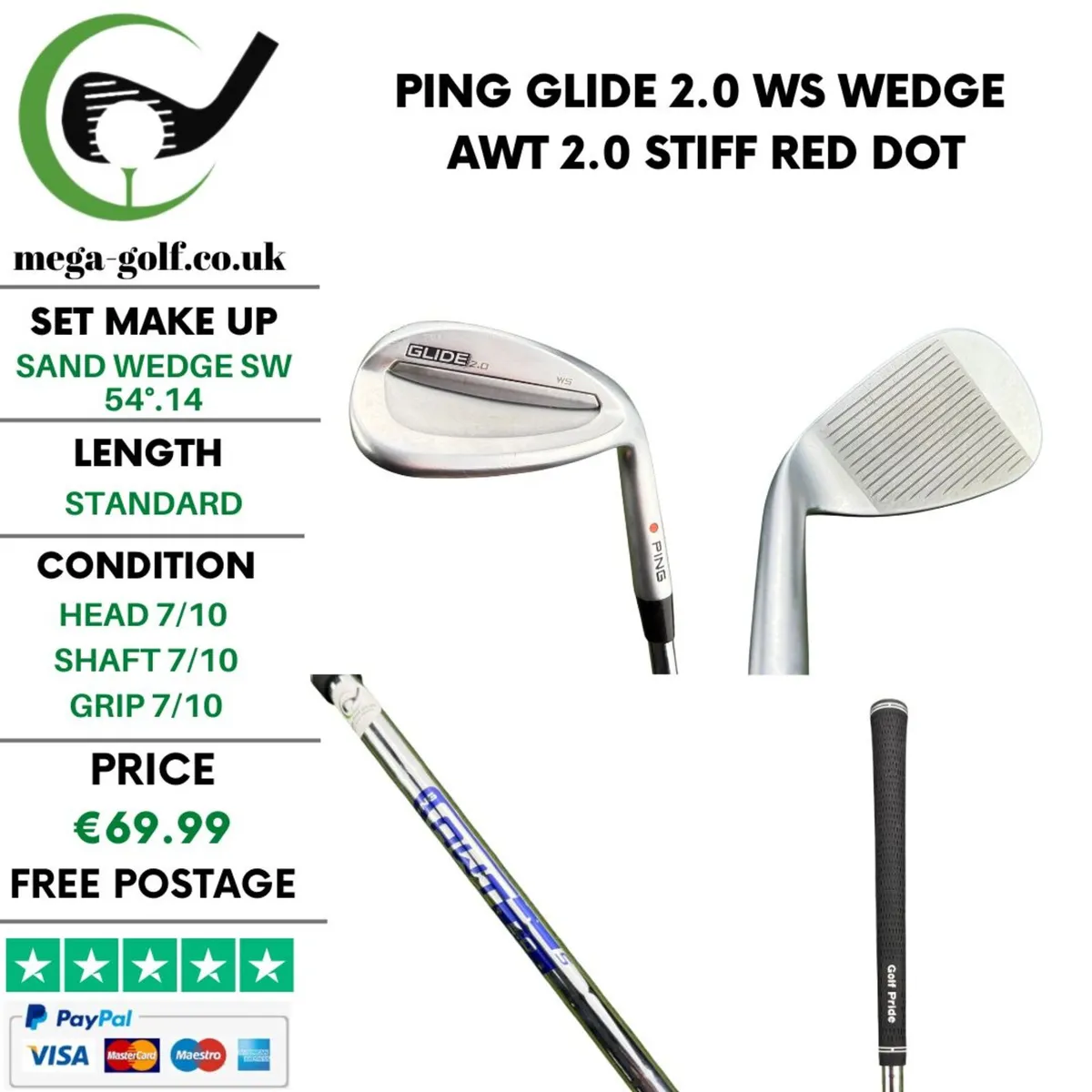 Ping Glide 2.0 WS Wedge Sw 54°.14 / AWT 2.0 Stiff - Image 1