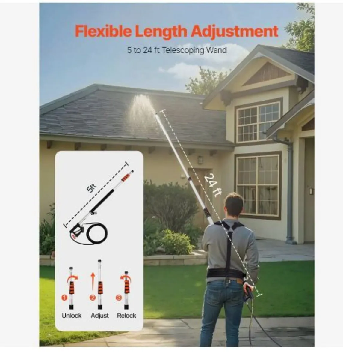 Pressure Washer Telescoping Wand, 24 ft - Image 2