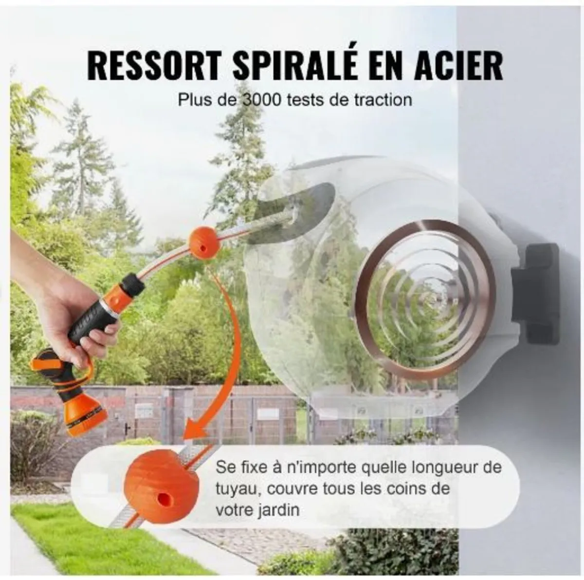 Retractable Hose Reel Water Hose Reel 25m x 1.3cm - Image 3