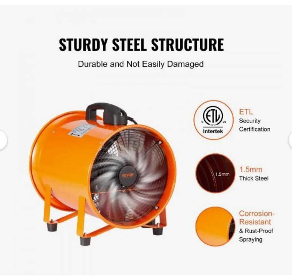 Portable Ventilator, 304.8mm Heavy Duty Cylinder - Image 3