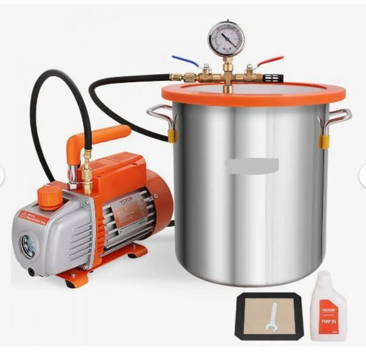 18.9 L Vacuum Chamber and 3.5 CFM Pump Kit - Image 1