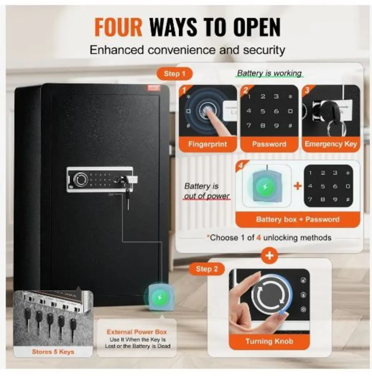 Single Door 113 L Safe Box with Key Lock - Image 3