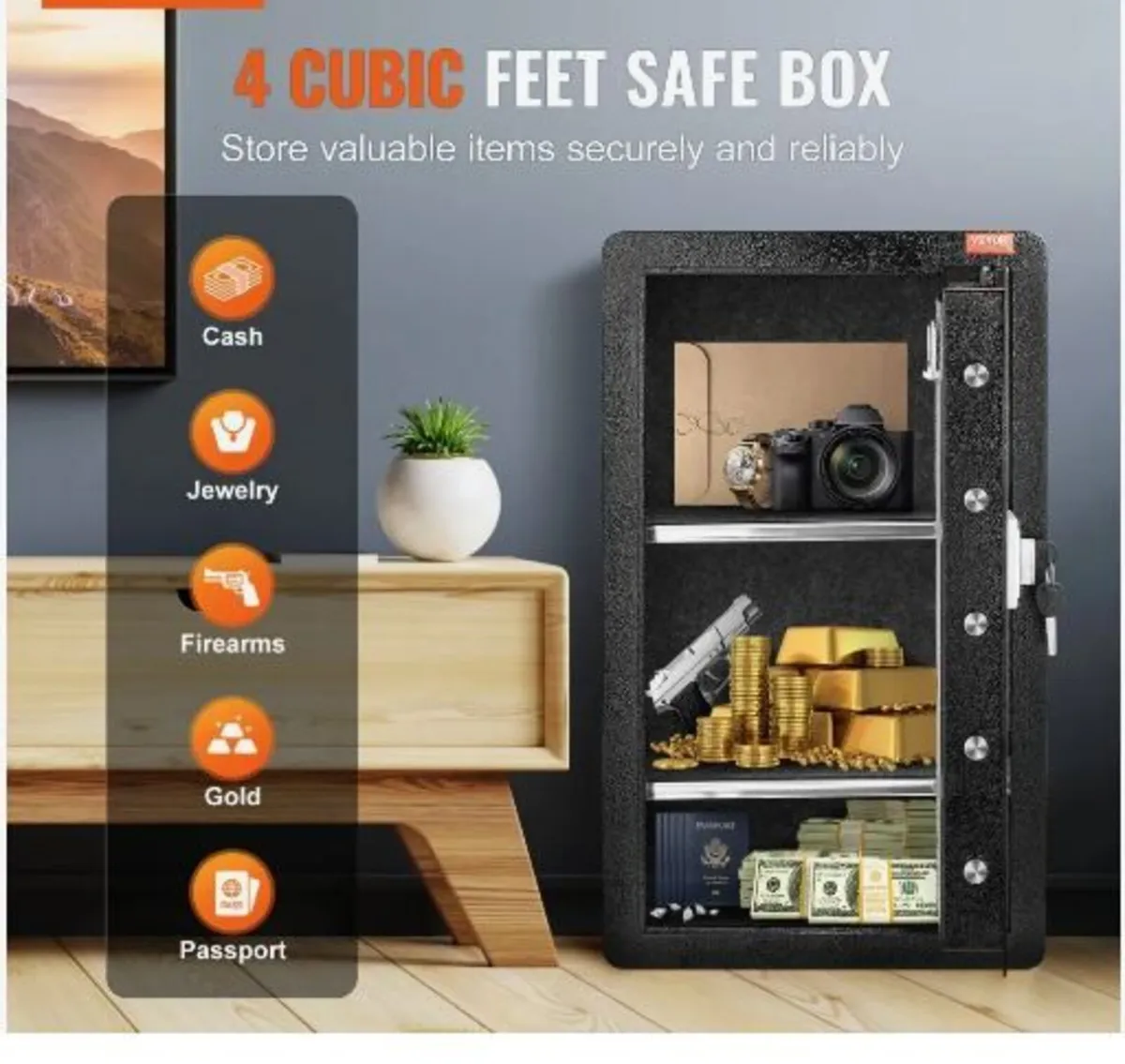 Single Door 113 L Safe Box with Key Lock - Image 4