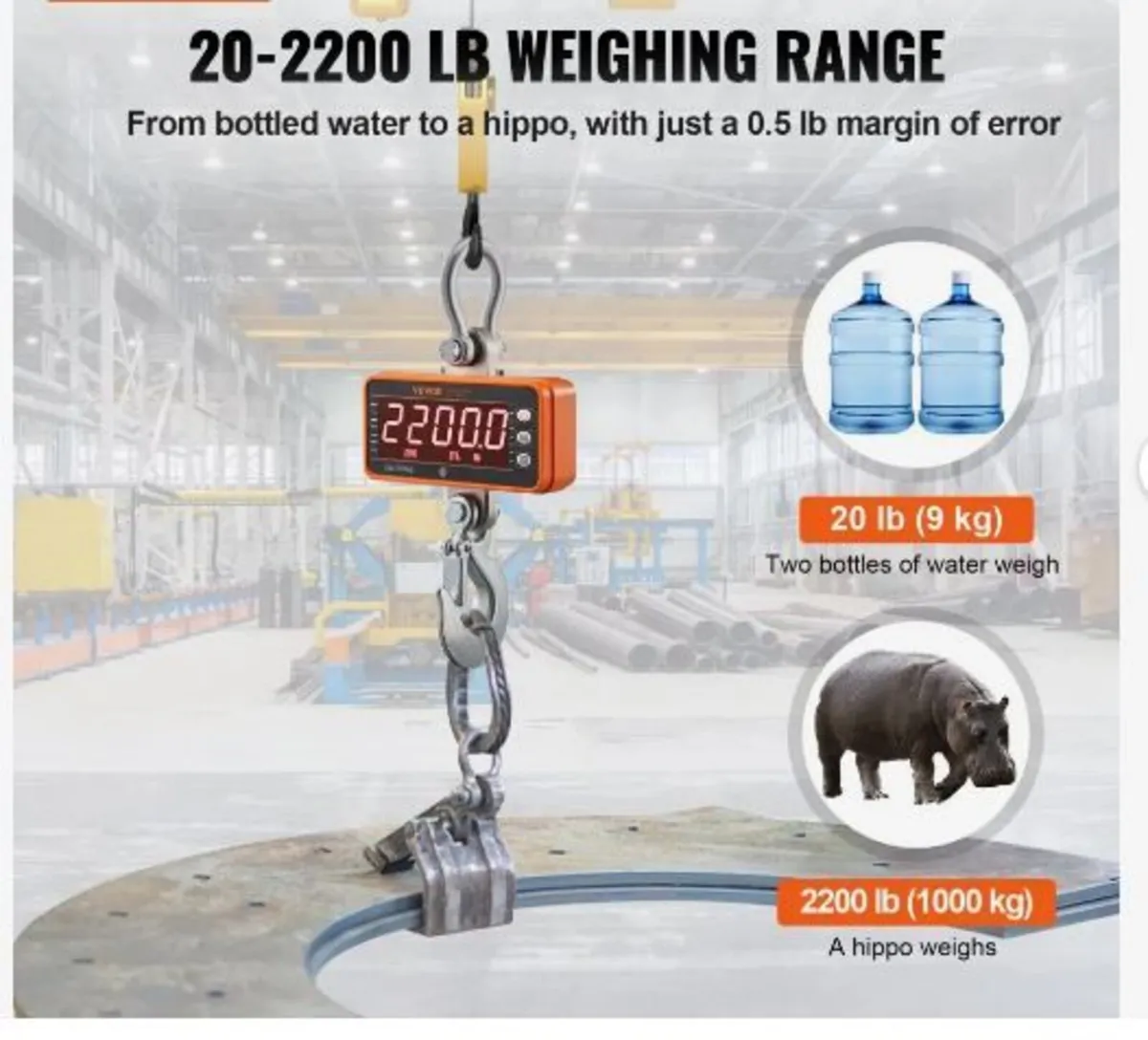 Digital Crane Scale, 2200 lbs/1000 kg - Image 3