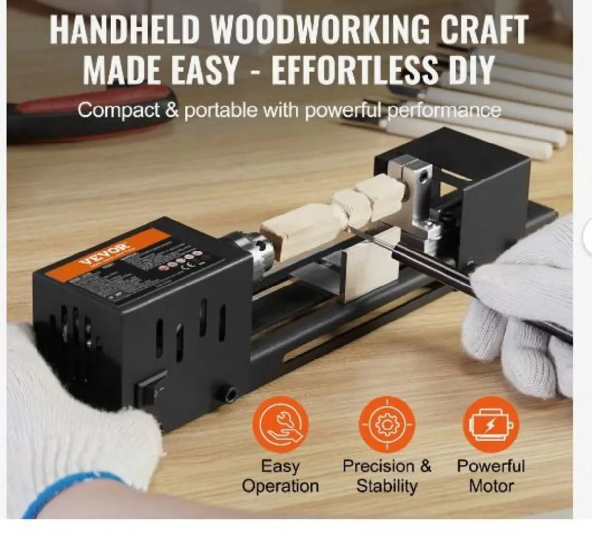 Mini Lathe Machine, 7 cm x 16 cm, 24VDC 96W - Image 2