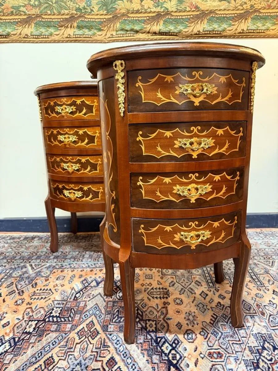 Nice Pair of Marquetry Inlay Bedside Lockers / Nightstands - Image 2