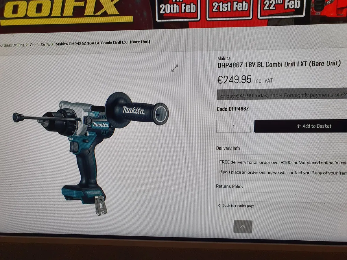 18V Makita Brushless Combi Drill + Battery - Image 2