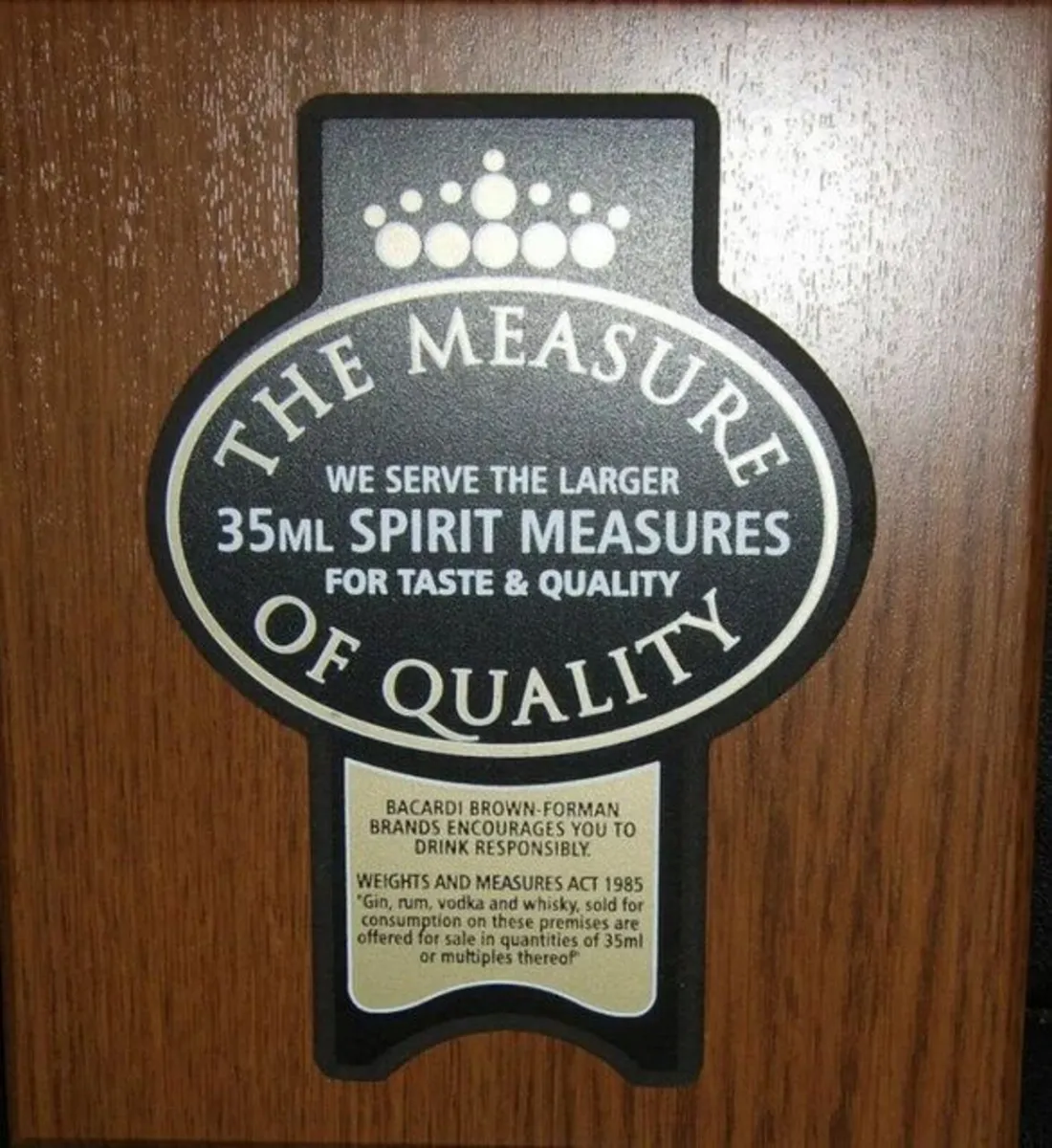 BNIB Authentic Official Pub Measure Plaque - Image 3