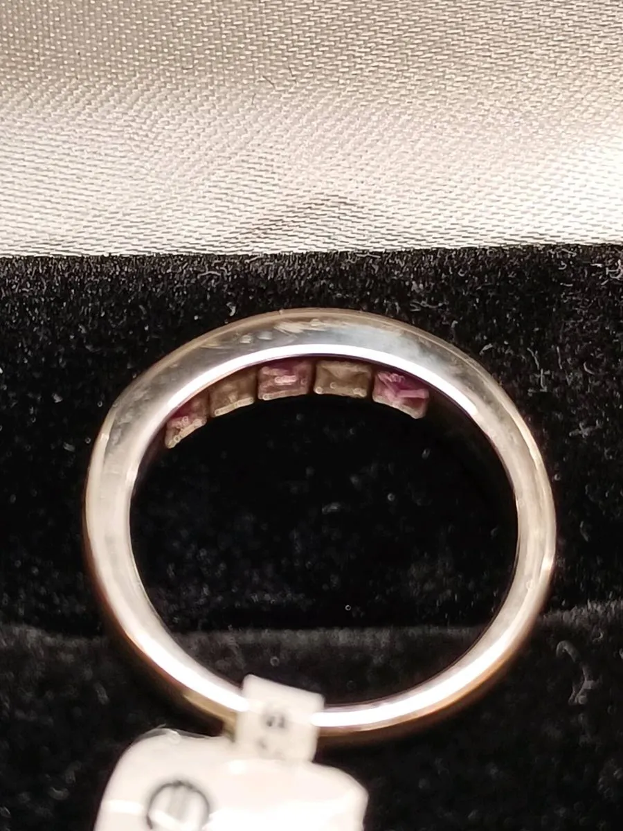 Pink Sapphire & Diamond Eternity Band,18k White G - Image 2