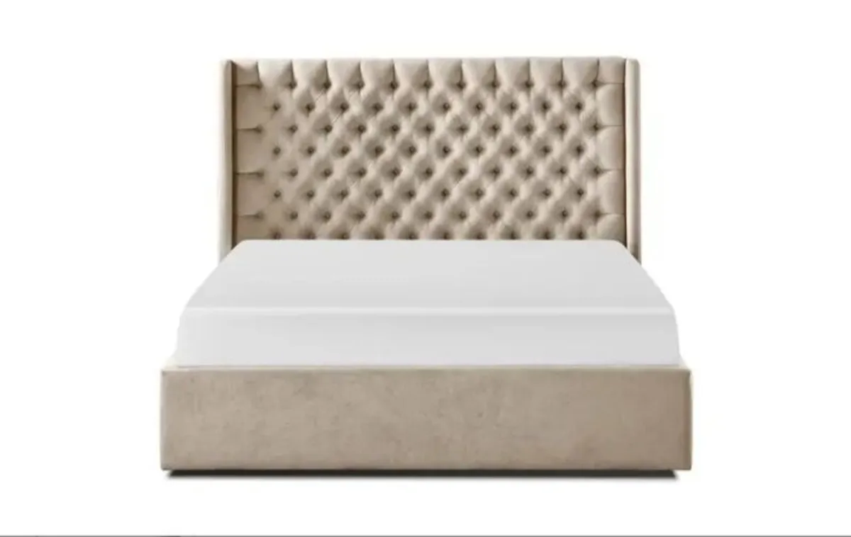 Colette Beige Gas Lift Storage Bed / 3 Sizes - Image 3