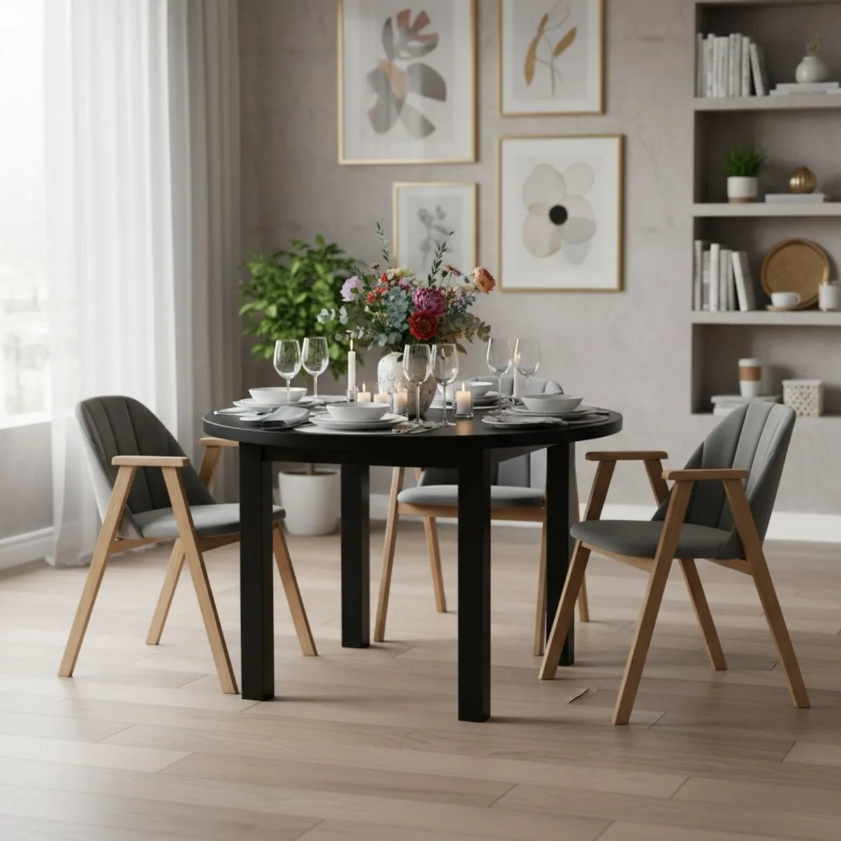 Ø100+40 Round Laminate Extendable Dining Table - Image 3