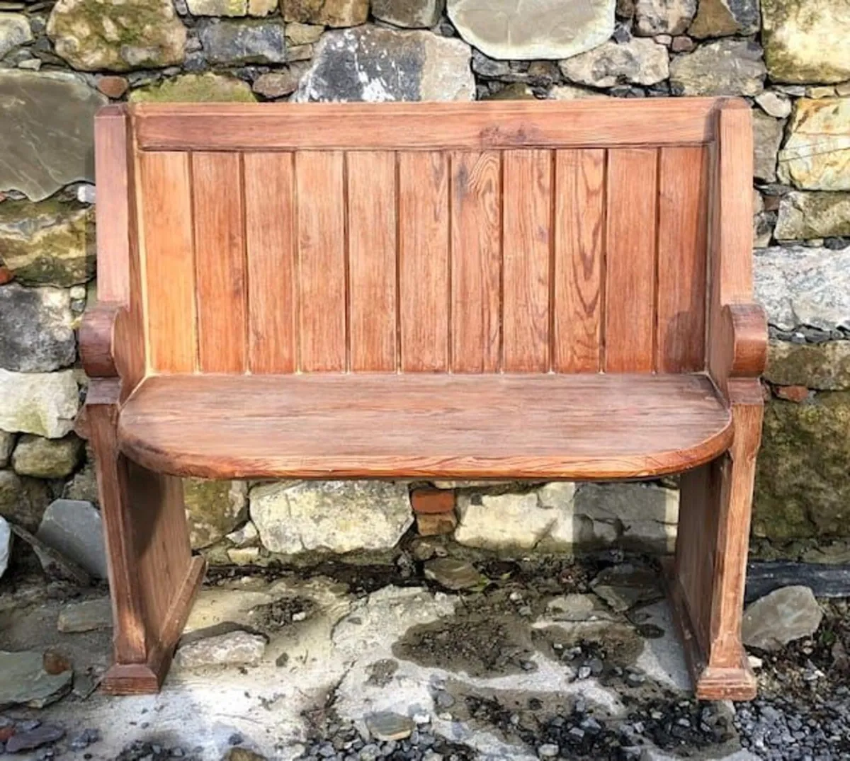 Small Pitch Pine Church Pew - Image 3