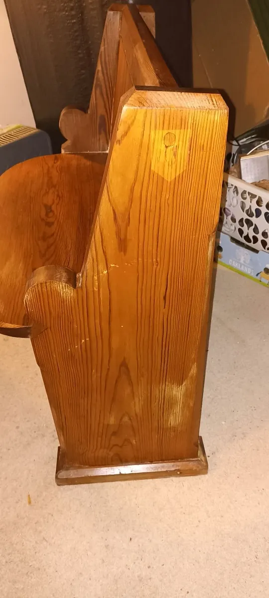 Small Pitch Pine Church Pew - Image 4
