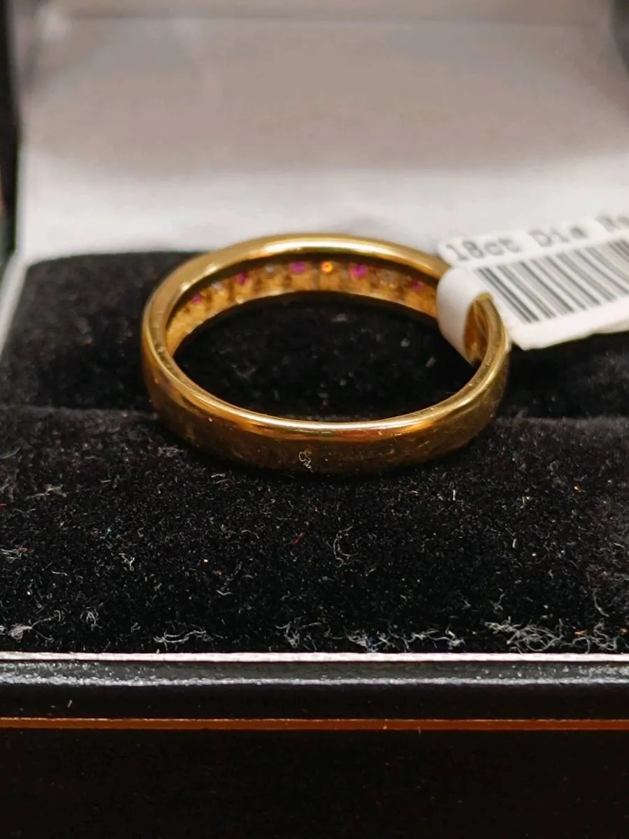 Diamond & Ruby Eternity Band Ring 18k Yellow Gold - Image 4