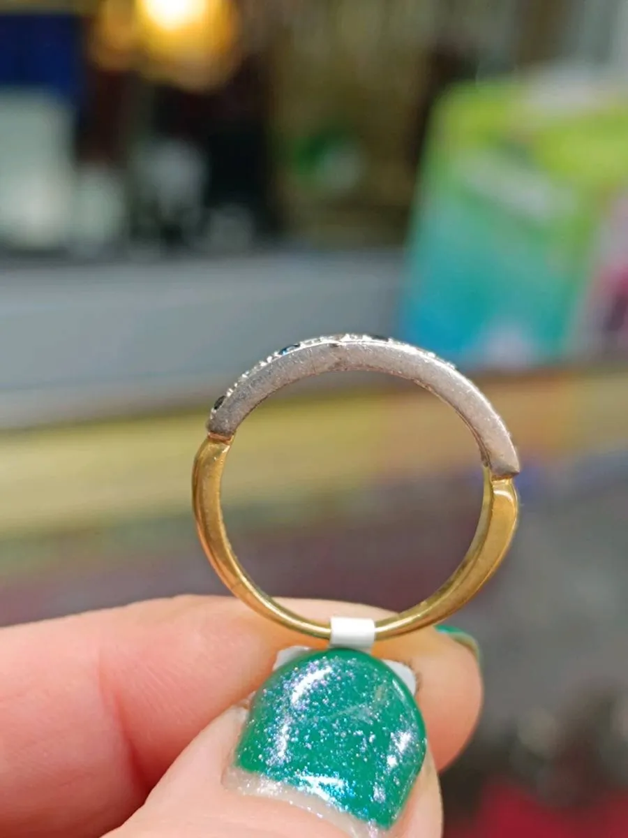 Sapph& Diamond Eternity Band Ring,18k Yellow Gold - Image 4