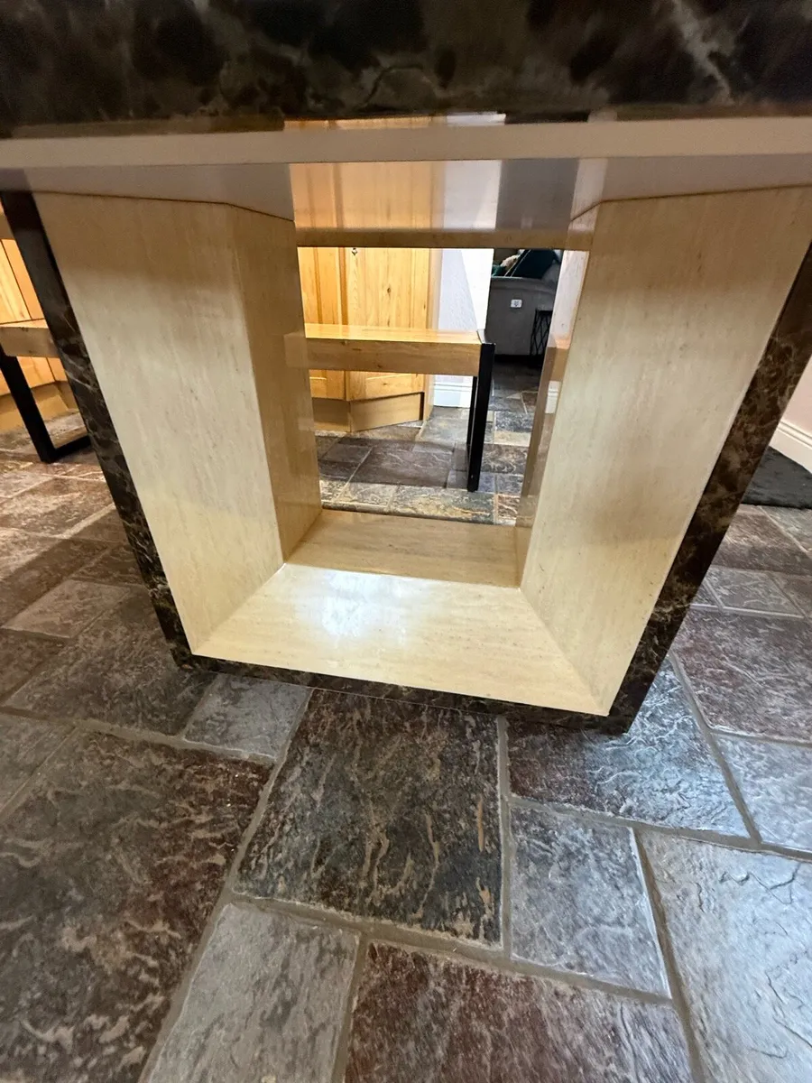 Italian marble dining table/ chairs and bench x2 - Image 3