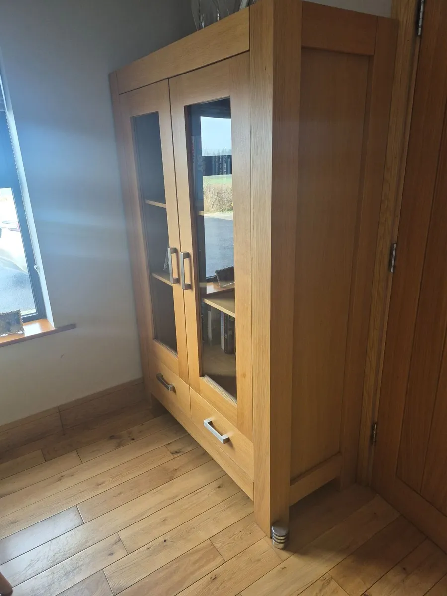 Solid Oak Display Cabinet - Image 1