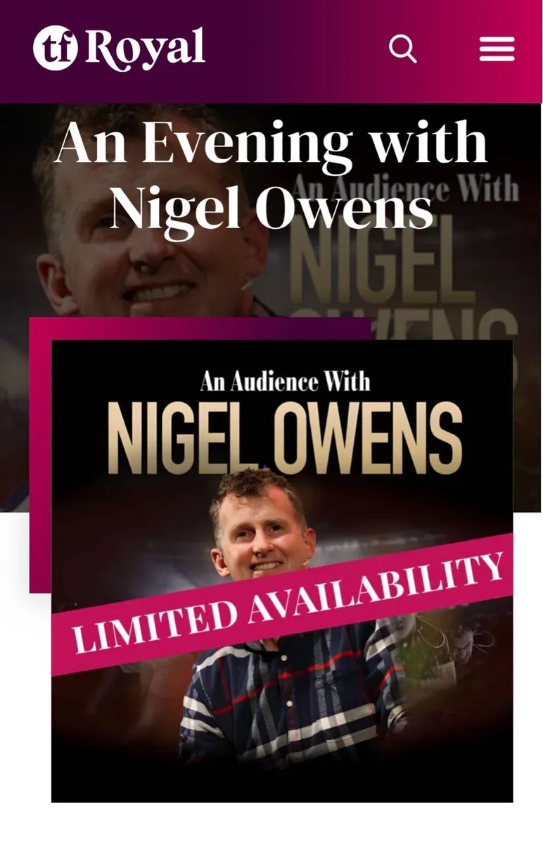 Nigel Owens Tickets x 2 - Image 1