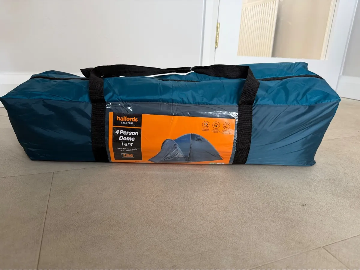 Halfords 4 Person Dome Tent & Single air mattress - Image 1