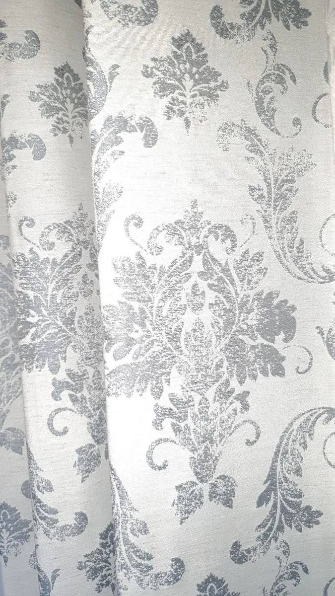 Duck Egg Blue/Grey Patterned Curtains – Lined - Image 3