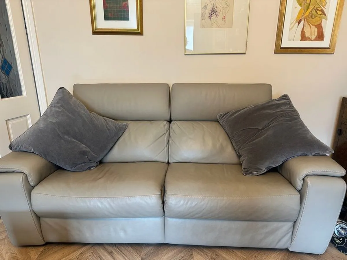2 X 3 Seater premium Nicoletti Home Cozy3 Italian made full Italian Leather Electric Recliner Sofas. - Image 1