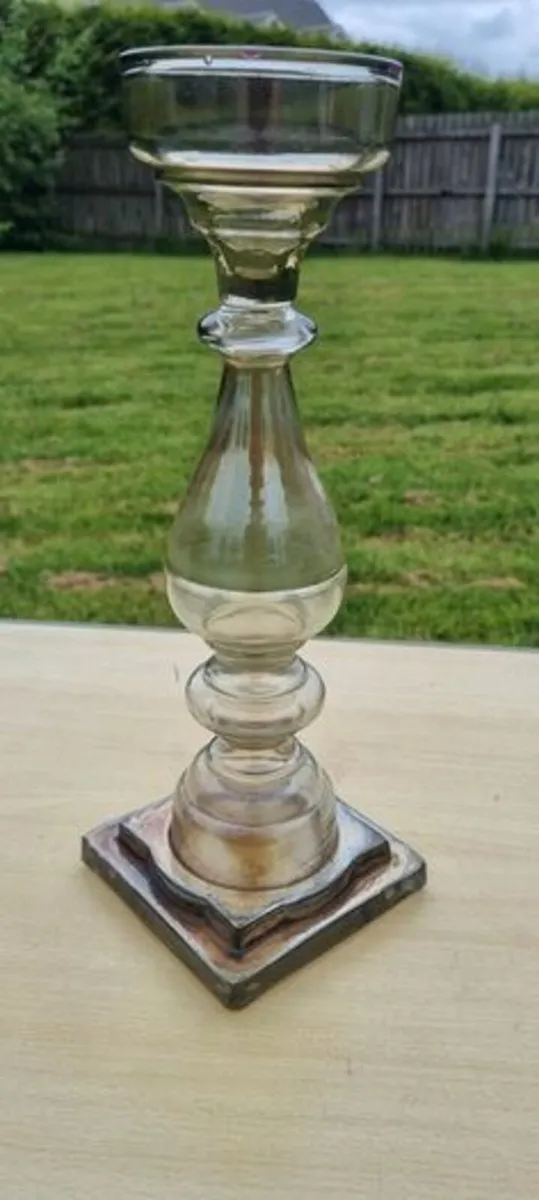 Vintage Large Glass Candlestick - Image 2