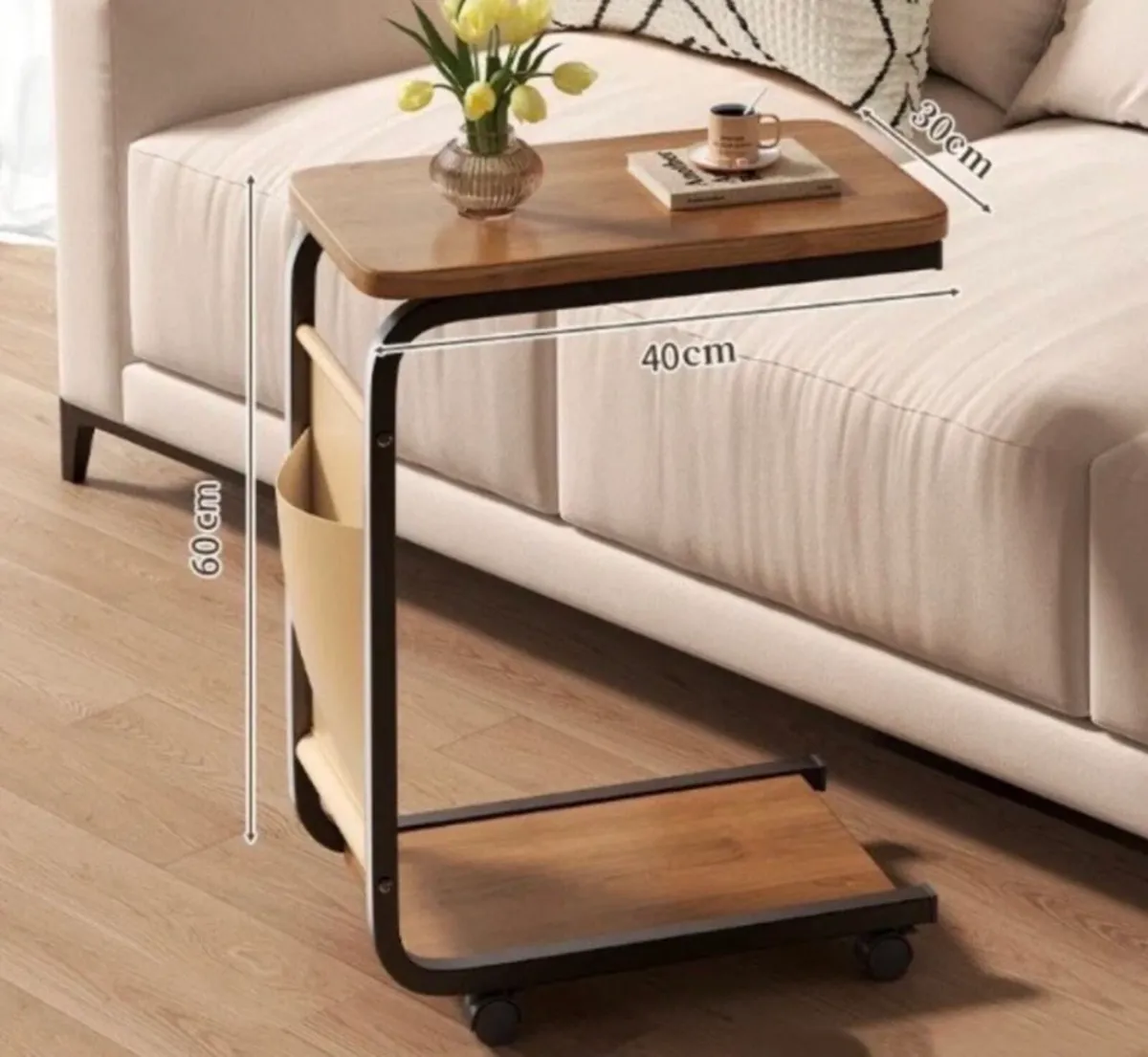C Shaped Side End Compact Coffee Table NEW - Image 2
