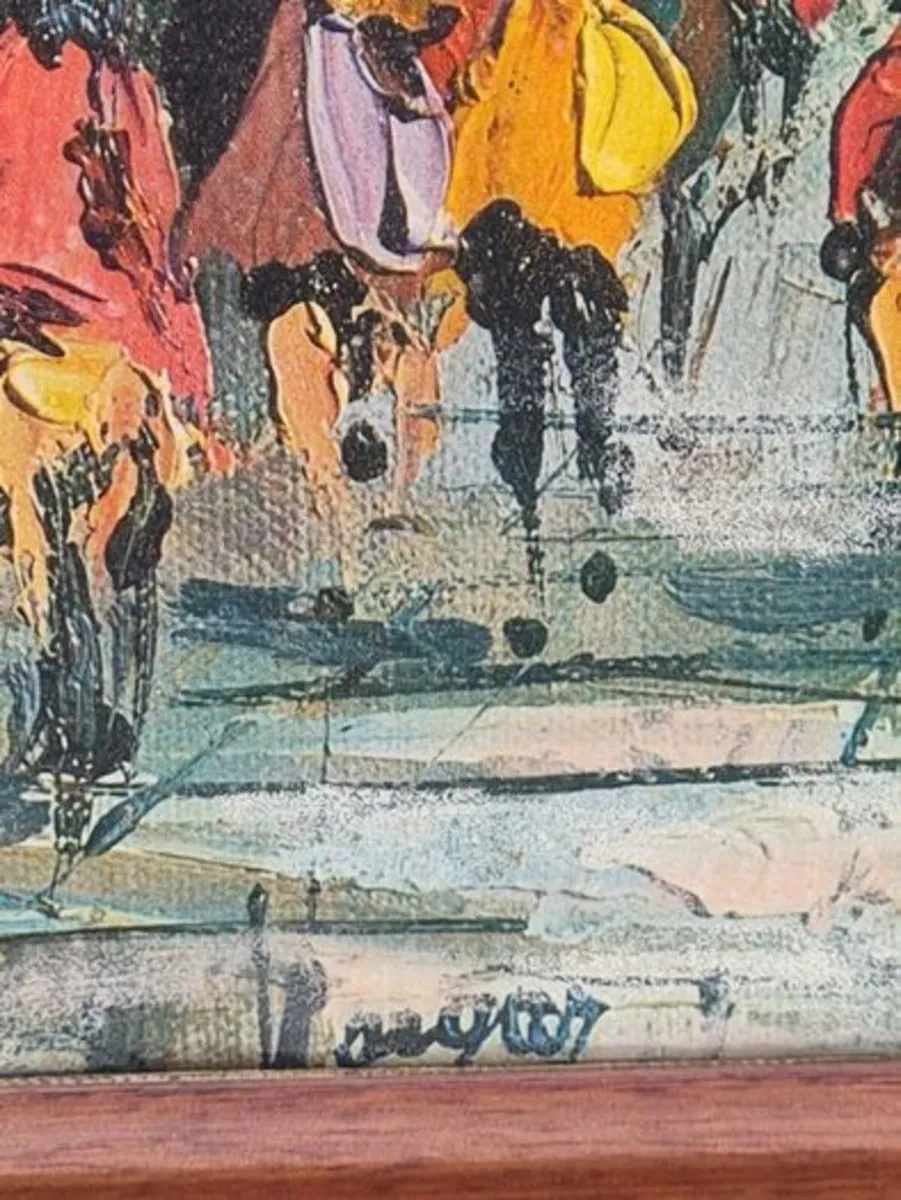 Vintage oil painting Paris Notre Dame Cathedral - Image 3