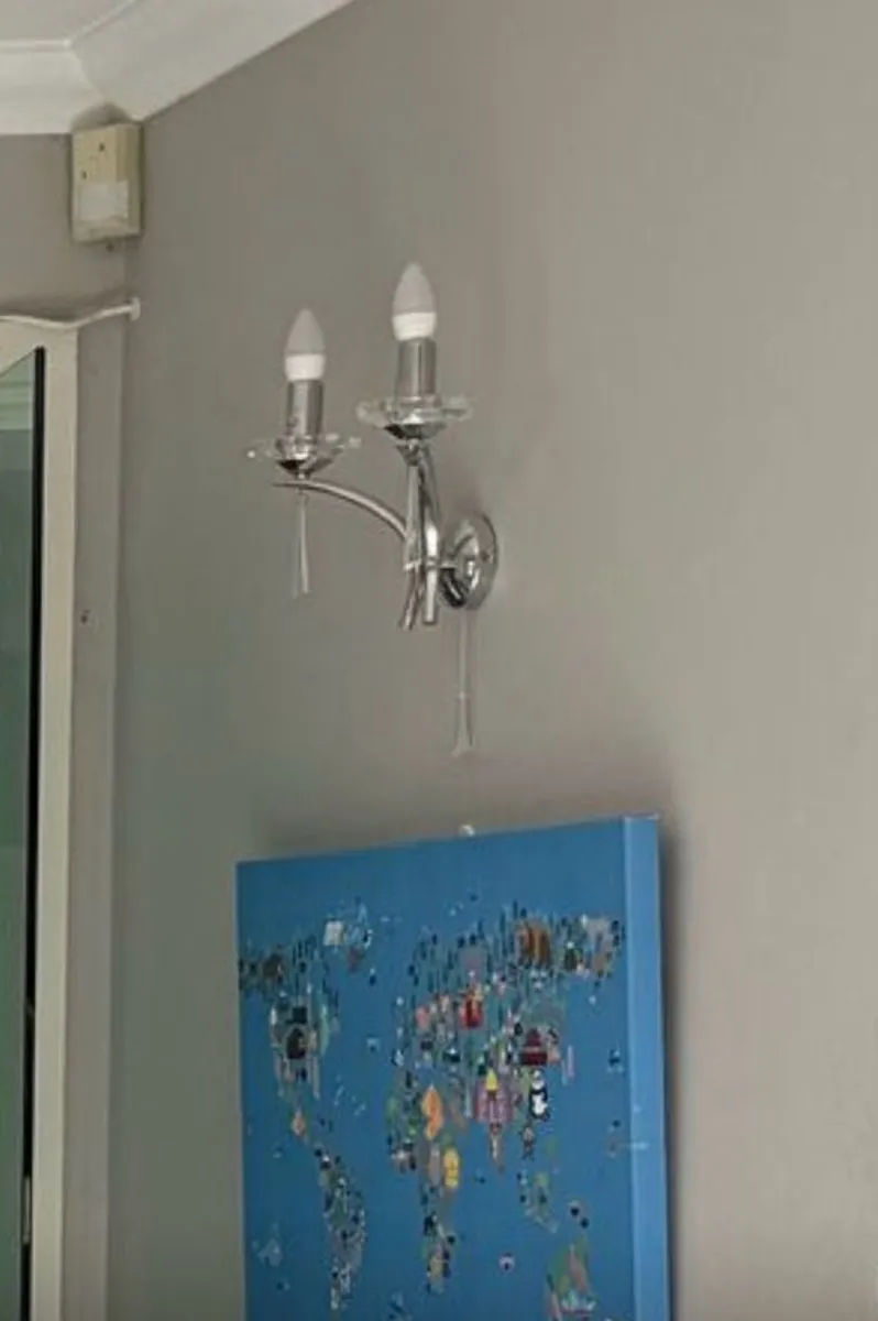 Chrome chandelier & wall lights - Image 2