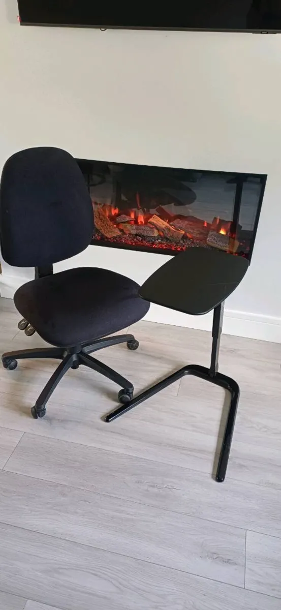 Black Office Chair and Foldable Desk - Image 1