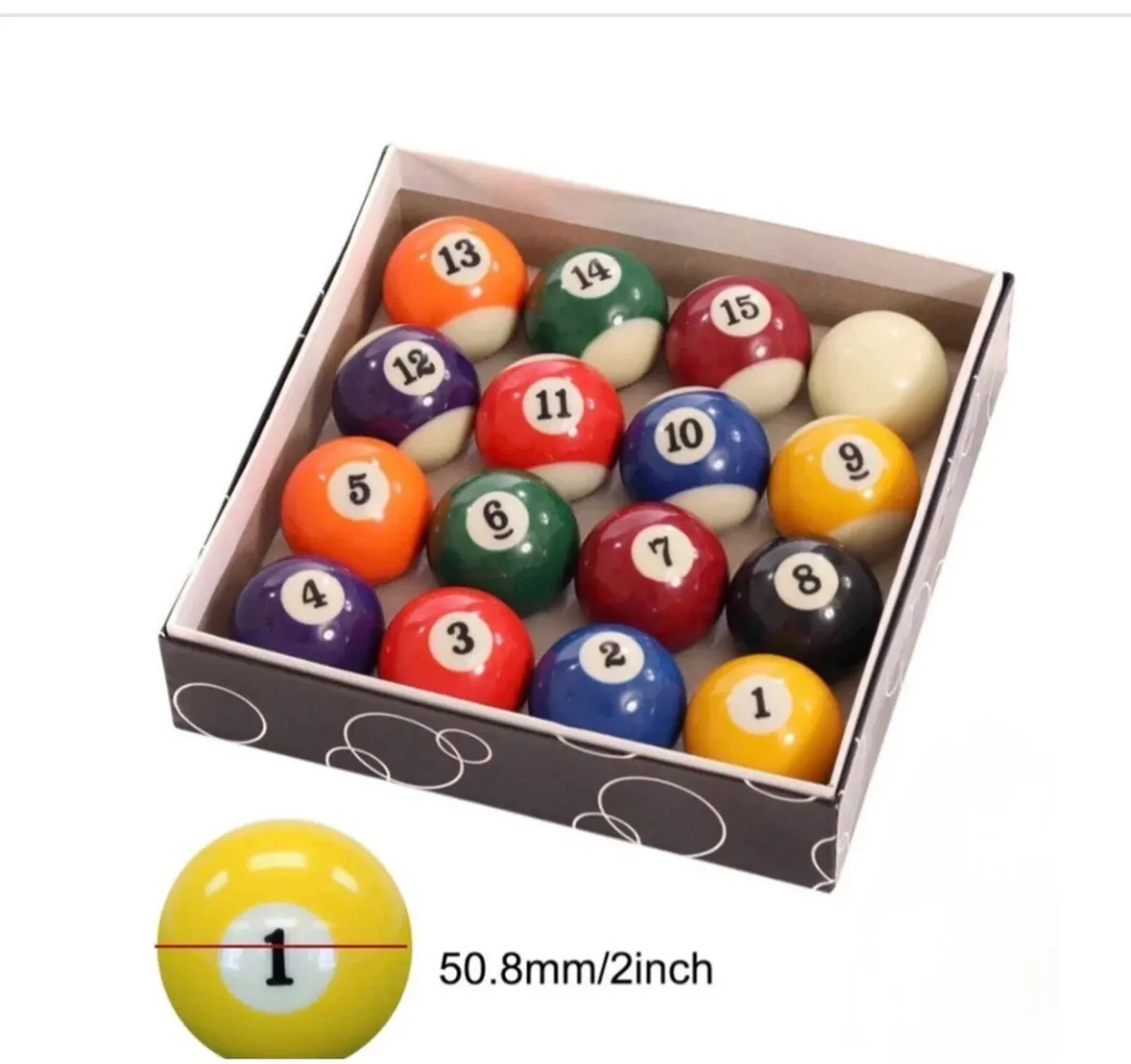 Pool Balls Set NEW 16Pcs Spots And Stripes 2”